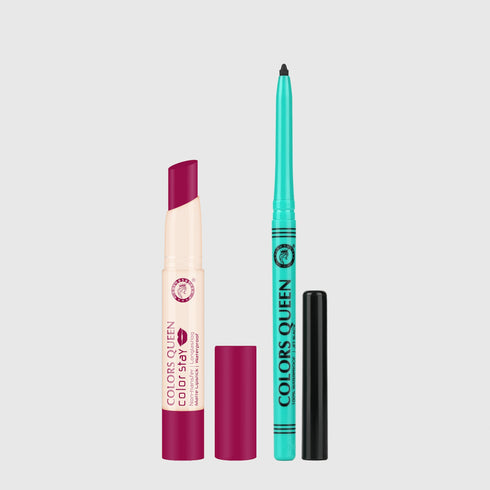 Colors Queen Color Stay Non-Transfer Lipstick and Bold Eyes Auto Kajal Combo