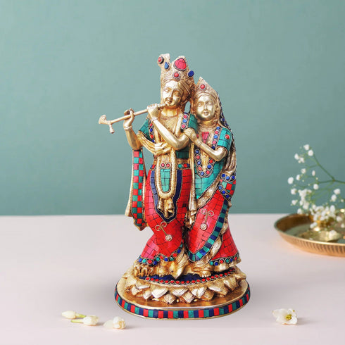 Brass Radha Krishna God Idol Statue 7.67Kg
