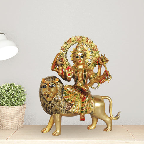 Brass Durgaji Colour Goddess Idol Statue 5.6Kg