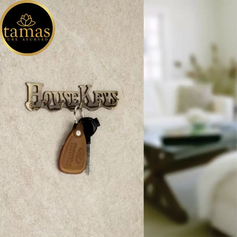 Tamas Brass House Keys Shaped Antique Key Holder ( Brown)