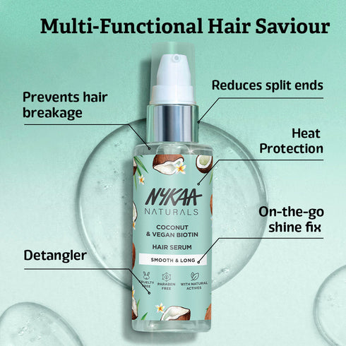NYKAA Naturals Coconut Oil & Vegan Biotin Hair Serum for Damage Repair