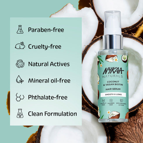 NYKAA Naturals Coconut Oil & Vegan Biotin Hair Serum for Damage Repair