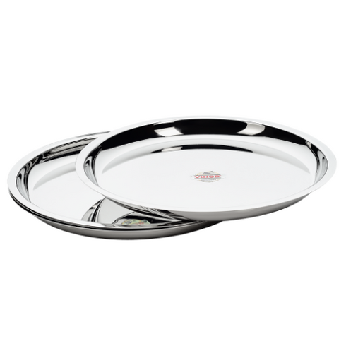 Vinod Stainless Steel New Tat Dinner Plate Set of 6 28.5 cm Highest Grade Stainless Steel Mirror Finish and Rust Free