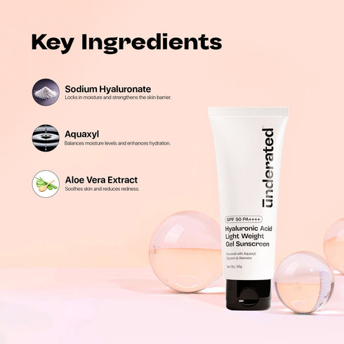 Underated Hyaluronic Acid Lightweight Gel Sunscreen SPF 50 PA++++