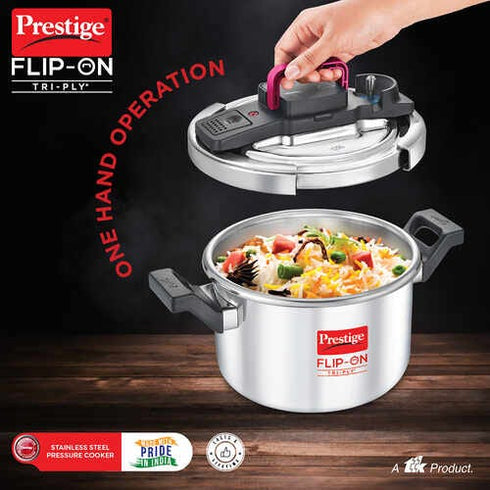 Prestige Flip-on Tri-ply Stainless Steel Pressure Cooker 3 L