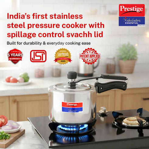 Prestige 3 Litre Stainless Steel Nakshatra Essential Svachh Inner Lid Pressure Cooker 3 L