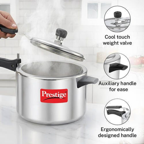 Prestige Nakshatra Plus Svachh Aluminium Spillage Control Pressure Cooker 5 L Silver