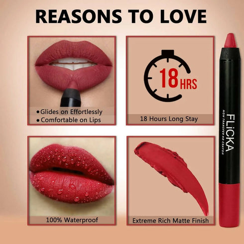 FLiCKA Lasting Lipsence Crayon Lipstick 09 Forever Young | Pink