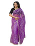 Vasthrlay Embroidery Scalloped Lavender Saree With Black Unstitched Blouse Piece