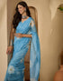 Vasthrlay Georgette Printed Unstitched Blue Saree
