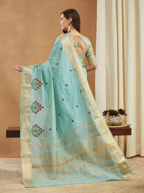 Vasthrlay Multi Embroidered Unstitched Saree