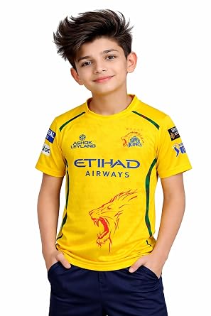 New CSK Jersey 2026 Dhoni 7 Yellow Tshirt For Kids