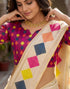 Vasthrlay Chanderi Printed Unstitched Beige Saree