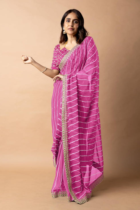 Vasthrlay Fashion Georgette Leheriya Printed Ethnic Wear