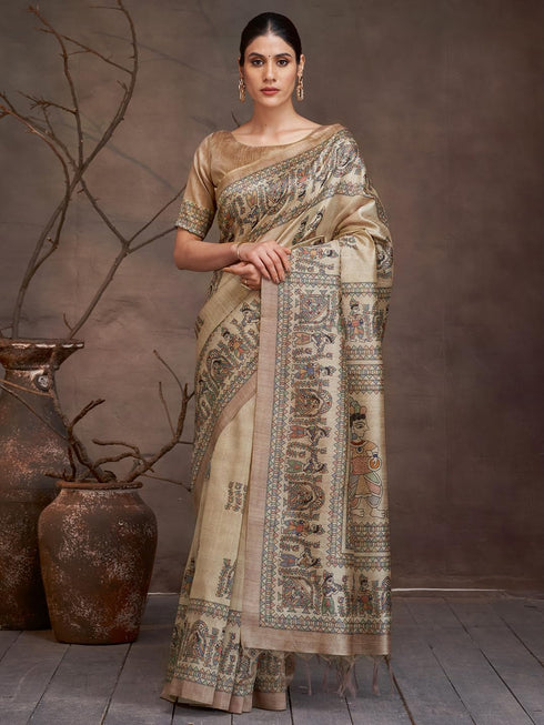 Vasthrlay Madhubani Printed Unstitched Hs Ethnic Wear