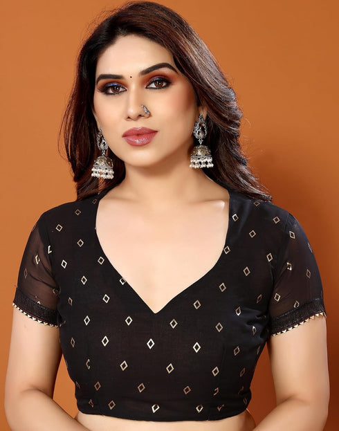 Vasthrlay Georgette Printed Unstitched Maroon Saree