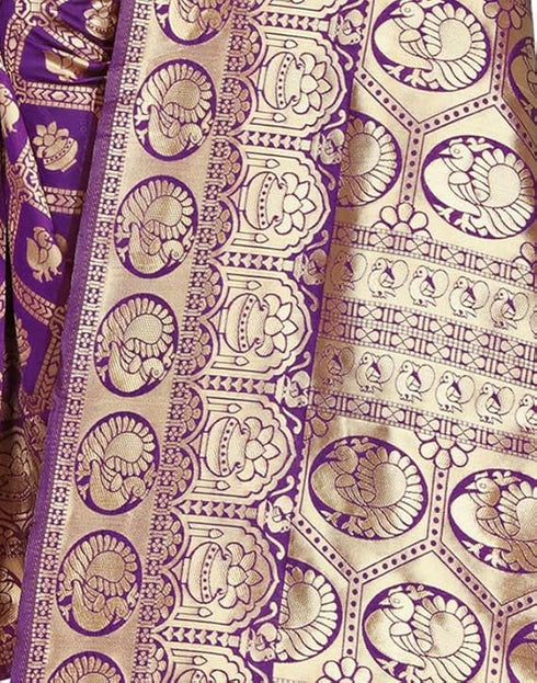 Vasthrlay Banarasi Jacquard Unstitched Red Saree