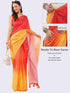 Vasthrlay Women'S Red Yellow Chevron Printed Linen Saree
