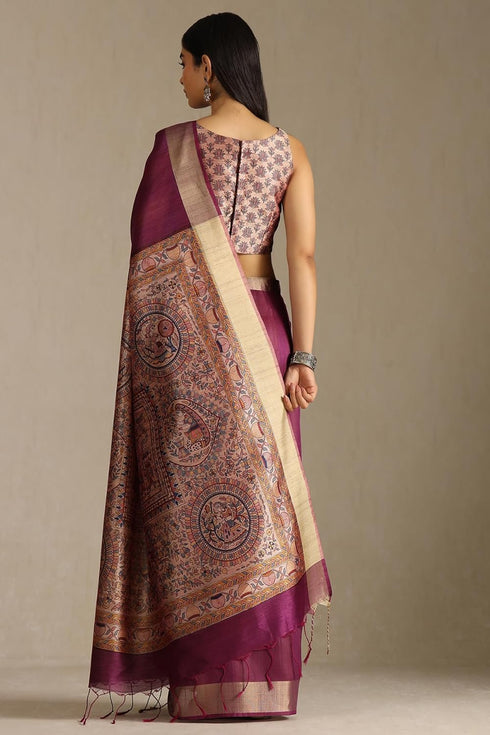 Vasthrlay Tussar Solid Saree