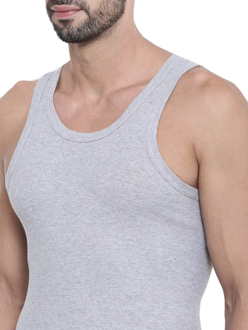 Dixcy Scott Cotton Rib Fabric Multi-Colors Scoop Neck Sleeveless Men's Vests - Pack of 5 (#Victor-Derby-80 CM) (Color May Vary)