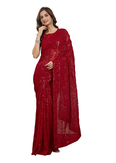 Vasthrlay Georgette Embroidery Worksaree Black Ethnic Wear