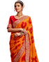 Vasthrlay Bandhani Embroidery Unstitched Orange Saree