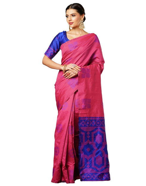 Vasthrlay Banarasi Jacquard Unstitched Teal Saree
