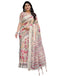 Vasthrlay Womens Printed Beige | Multicolour Saree With Unstitched Blouse Piece