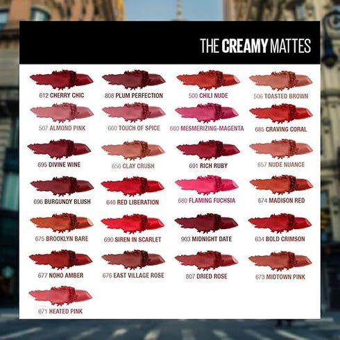 Maybelline Creamy Matte Lipstick / 685 Craving Coral