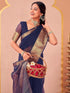 Vasthrlay Organza Jacquard Unstitched Light Green Saree