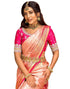 Vasthrlay Banarasi Jacquard Light Pink Saree With Unstitched Blouse Piece