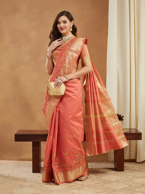 Vasthrlay Multi Embroidered Unstitched Saree