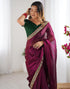 Vasthrlay Shimmer Chiffon Unstitched Maroon Saree