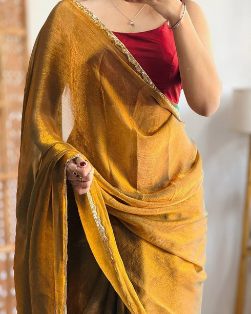 VasthrlayBoarder Unstitched Chhaava Mustardd Mustard Free Ethnic Wear