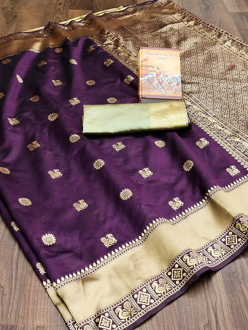 Vasthrlay Purple Kanjivaram Saree