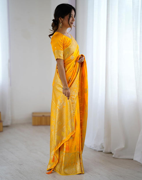 Vasthrlay Banarasi Weaving Unstitched Blue Saree
