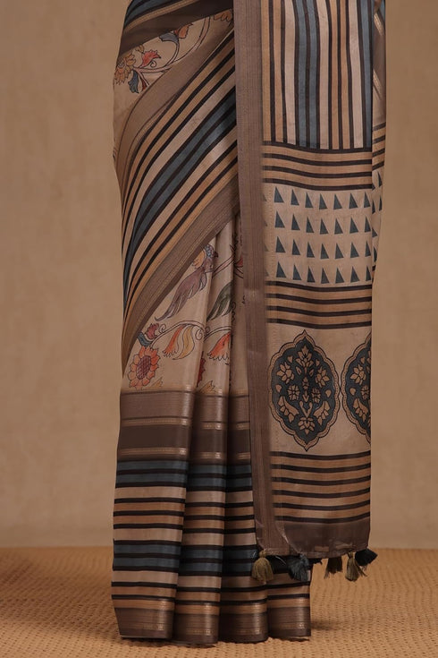 Vasthrlay Multicolour Crepe Striped