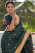 Vasthrlay Kanjivaram Paithani Unstitched Mahendi Ethnic Wear