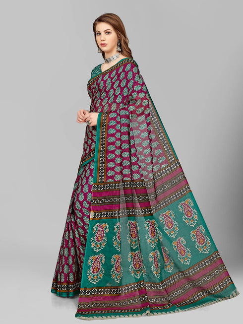 Vasthrlay Cotton Printed Mulmul Saree