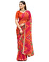 Vasthrlay Chiffon Bandhani Dark Orange Saree With Unstitched Blouse Piece
