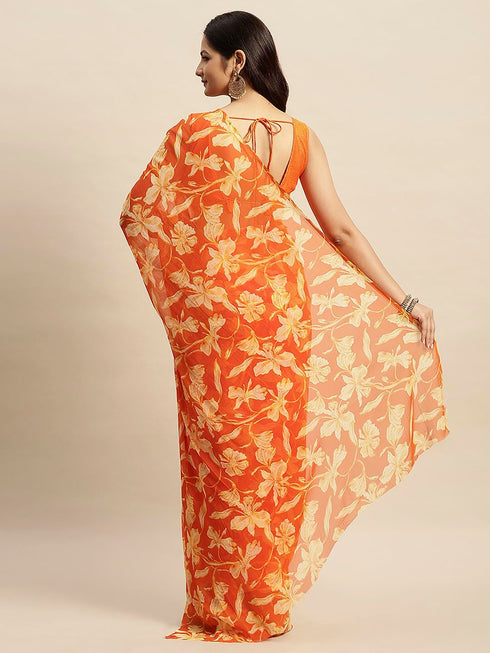 Vasthrlay Chiffon Printed Unstitched Rani Saree