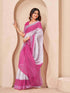 Vasthrlay Bandhani Embroidery Unstitched White Saree