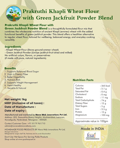 Prakruthi Organic Khapli Wheat & Green Jackfruit Flour Blend