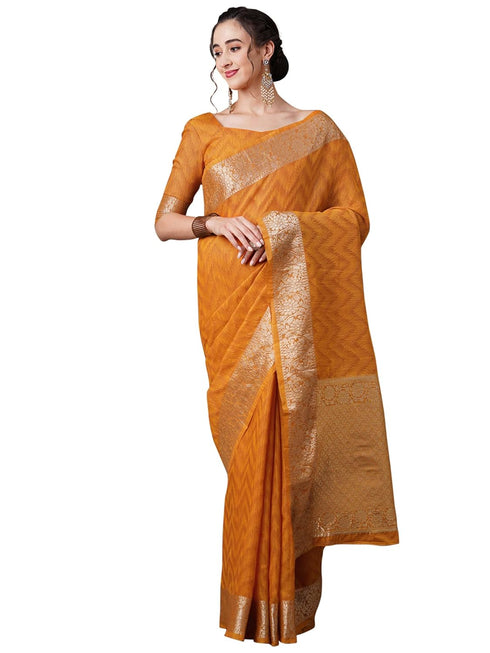 Vasthrlay Banarasi Unstitched Musturd Ethnic Wear