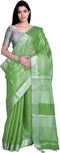 Vasthrlay Attractive Handloom Bhagalpuri Metallic Silver Green