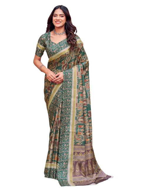 Vasthrlay Womens Printed Unstitched Purple Saree
