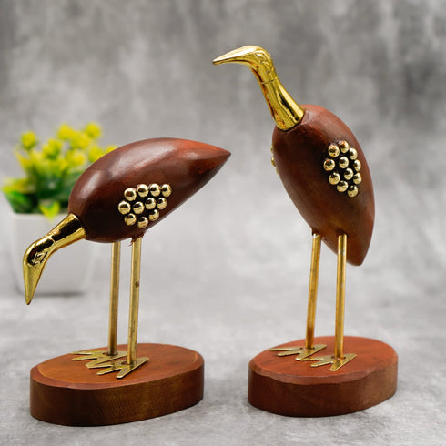 Wooden and Brass Saras Pair-6 inch