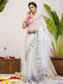 Vasthrlay Tricolor Printed White1 White Saree