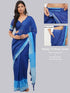 Vasthrlay Blue Skyblue Multi Print Design Linen Ready To Wear Saree