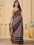 Vasthrlay Womens Printed Mauve And Black Saree With Unstitched Blouse Piece